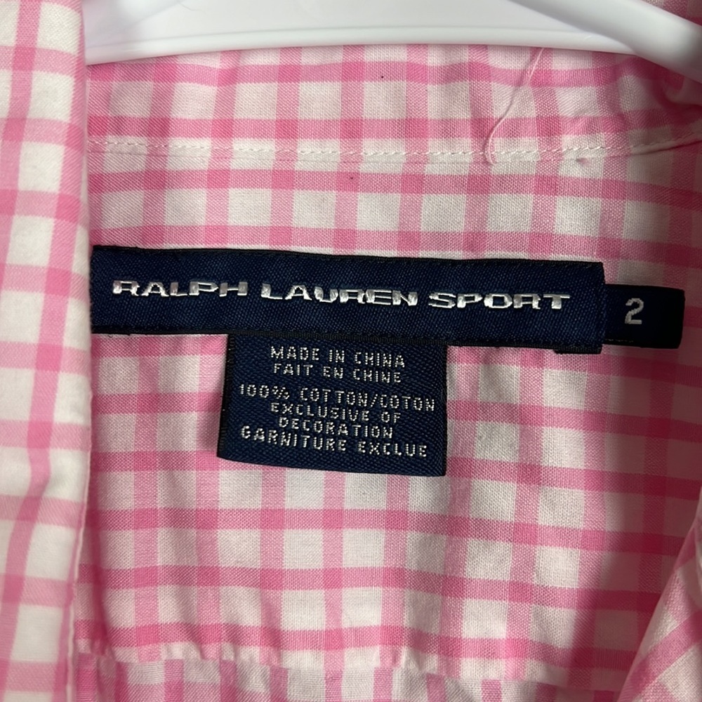 Vintage Ralph Lauren Pink Check Button-Down Shirt SZ: 2 - Picture 3 of 5
